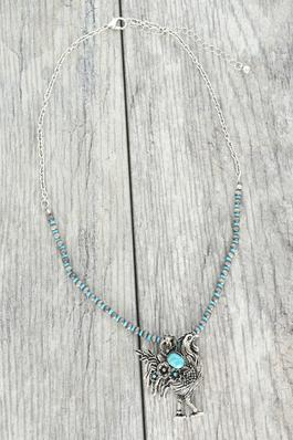WESTERN NAVAJO TURQUOISE ROOSTER CHARM NECKLACE