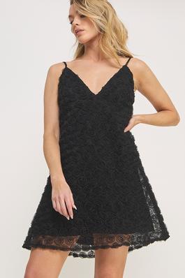 FLORAL TEXTURED LACE COCKTAIL DRESS