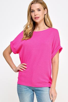 SOLID RIB JERSEY CASUAL BASIC TOP