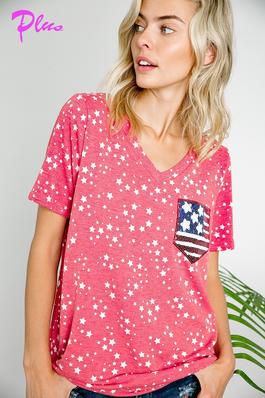 PLUS SEQUIN POCKET 4TH OF JULY TOP