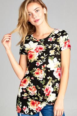 FLORAL TWIST FRONT CASUAL TUNIC TOP
