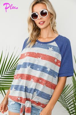 PLUS FLAG PRINT 4TH OF JULY TOP