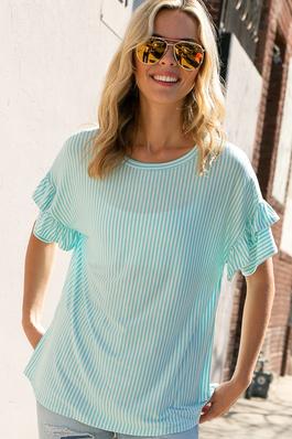 TIERED RUFFLE SLEEVE LOOSE FIT TOP