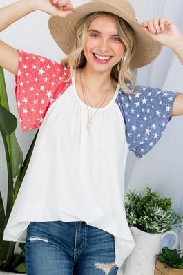 4TH OF JULY COLORBLOCK CASUAL TOP