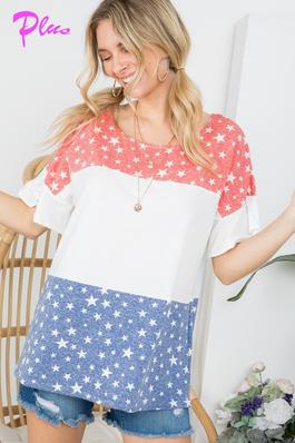 PLUS 4TH OF JULY COLORBLOCK TOP