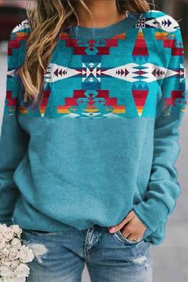Graphic Print Long Sleeve Round Neck Over Size Tee