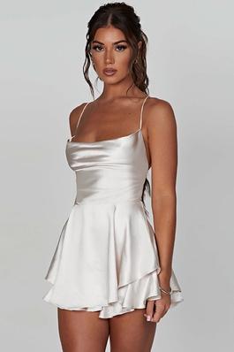 Sexy White Slim Backless Spaghetti Strap Mini Dress