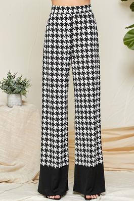 PLUS SIZE HOUNDSTOOTH PALAZZO HIGH WAISTED PANTS