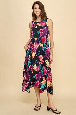 Women Floral print sleeveless maxi dress