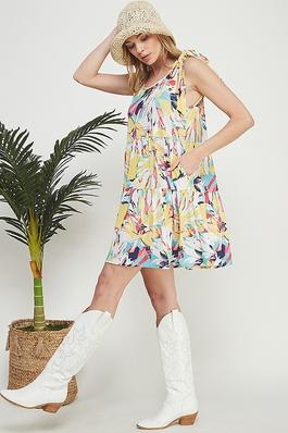PLUS MULTI COLOR FLORAL PRINT TIERED TUNIC DRESS