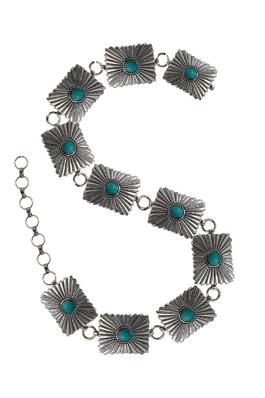 WESTERN TURQUOISE CONCHO CHAIN BELT