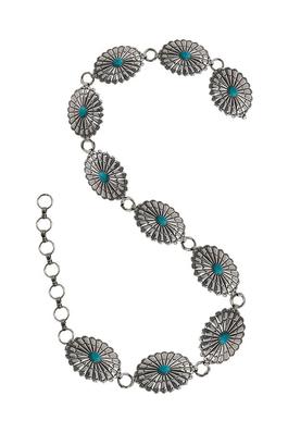 WESTERN TURQUOISE CONCHO CHAIN BELT