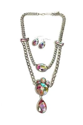 WESTERN CRYSTAL LAYER CHAIN NECKLACE SET