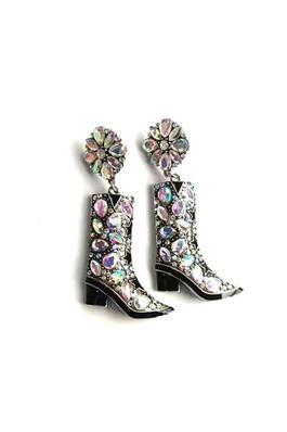 Western Boots AB Stone Earrings