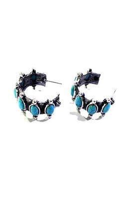 Western Design Turquoise Hoop Earrings