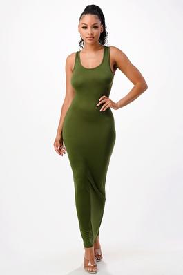 Solid Color Muscle Tank Maxi Dress