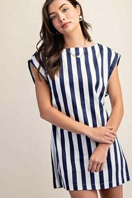 Striped Open Back Mini Dress
