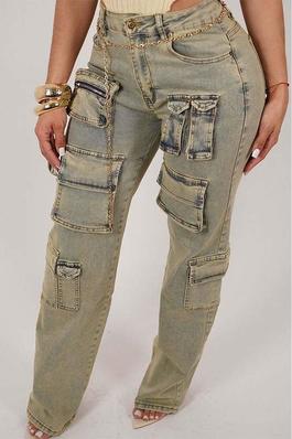 LOW RISE WASHED JEANS