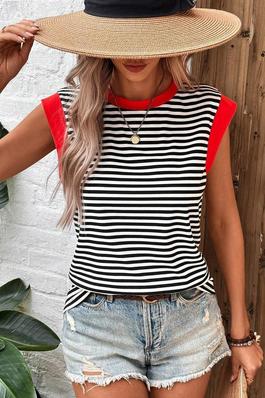 LUNE SUMMER CASUAL STRIPED COLORBLOCK T SHIRT