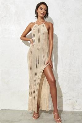 Strap Halter Hollow Out Maxi Dress Beach Cover Ups