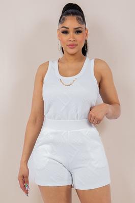 EMBOSSED TANK TOP AND SHORT SET