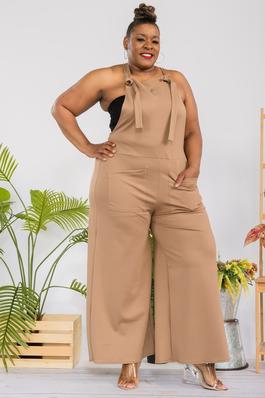 PLUS SLEEVELESS SOLID COLOR JUMPSUIT