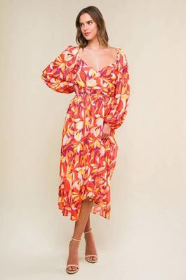 A printed woven midi dress