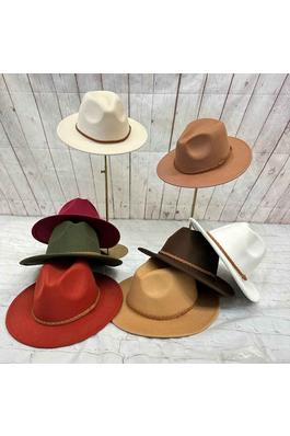 CLASSIC SMALL BRIM FEDORA HAT With Suede Braide 