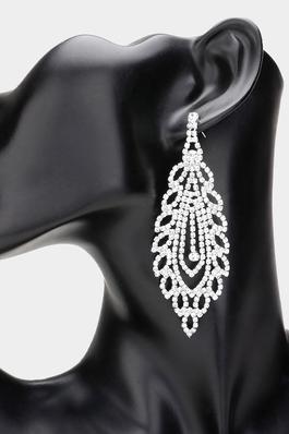 Rhinestone Paved Pageant Evening Earrings
