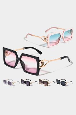 12PCS - Lion Tinted Lens Square Frame Sunglasses