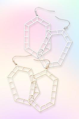 Geometric Hexagon Cutout Dangle Earrings