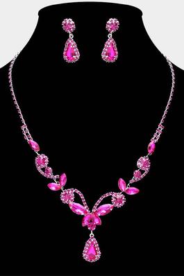 Marquise Stone Cluster Rhinestone Paved Necklace