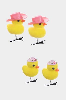 12PCS - Yellow Duck Cowboy Hat Snap Hair Clips