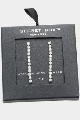 Secret Box _ 14K Gold Dipped CZ Linear Earrings