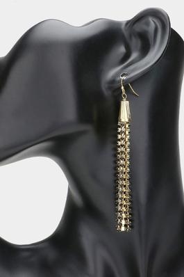 Cup Chain Rhinestone Tassel Earrings
