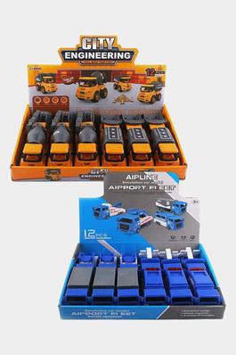 12PCS - Engineering Pull Back Function Truck Toys