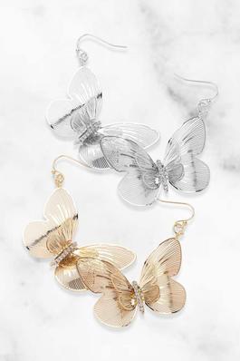 Brass Metal Cutout Butterfly Dangle Earrings