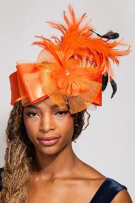 Flower Bow Mesh Feather Pointed Fascinator / Hat