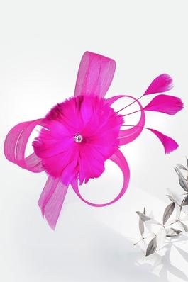 Stone Flower Bow Feather Net Fascinator / Headband