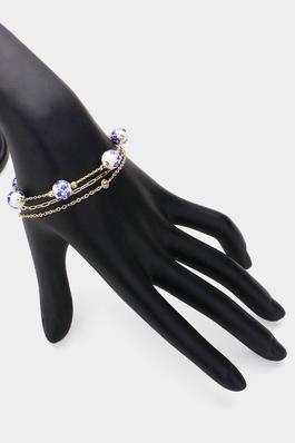 3PCS - Blue Floral Clip Chain Layered Bracelets