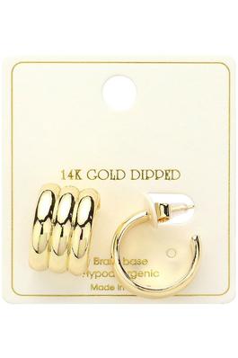 14K Gold Dipped Hypoallergenic Hoop Earrings