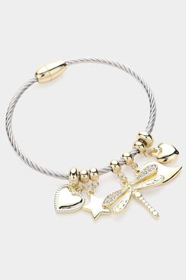 Heart Dragonfly Charm Magnetic Bracelet