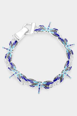 Enamel Dragonfly Charm Link Magnetic Bracelet