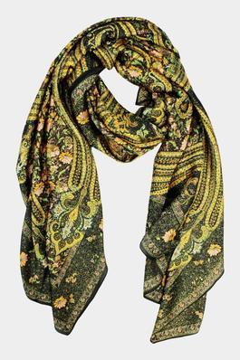 Abstract Pattern Oblong Silky Satin Scarf Shawl