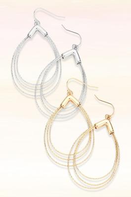 Textured Metal Wire Teardrop Dangle Earrings