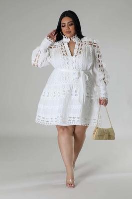 Plus Size Button-Up Dress with Matching Belt