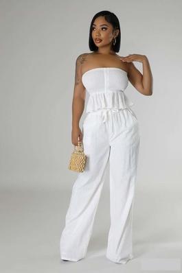 Chic Comfort Tube Top and Wide-Leg Pant Ensemble