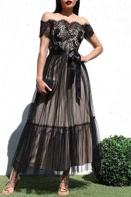 Ethereal Elegance Off-Shoulder Mesh Long Dress
