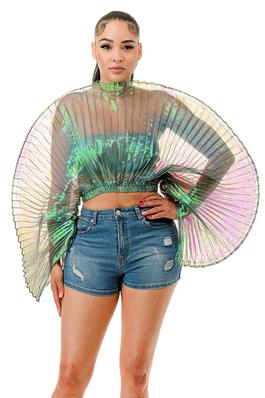 Billowing Pleated Sheer Top and Tube Inner Top Set