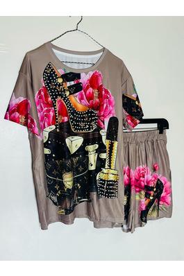 Easy Chic Printed T-Shirt and Shorts Cute Set